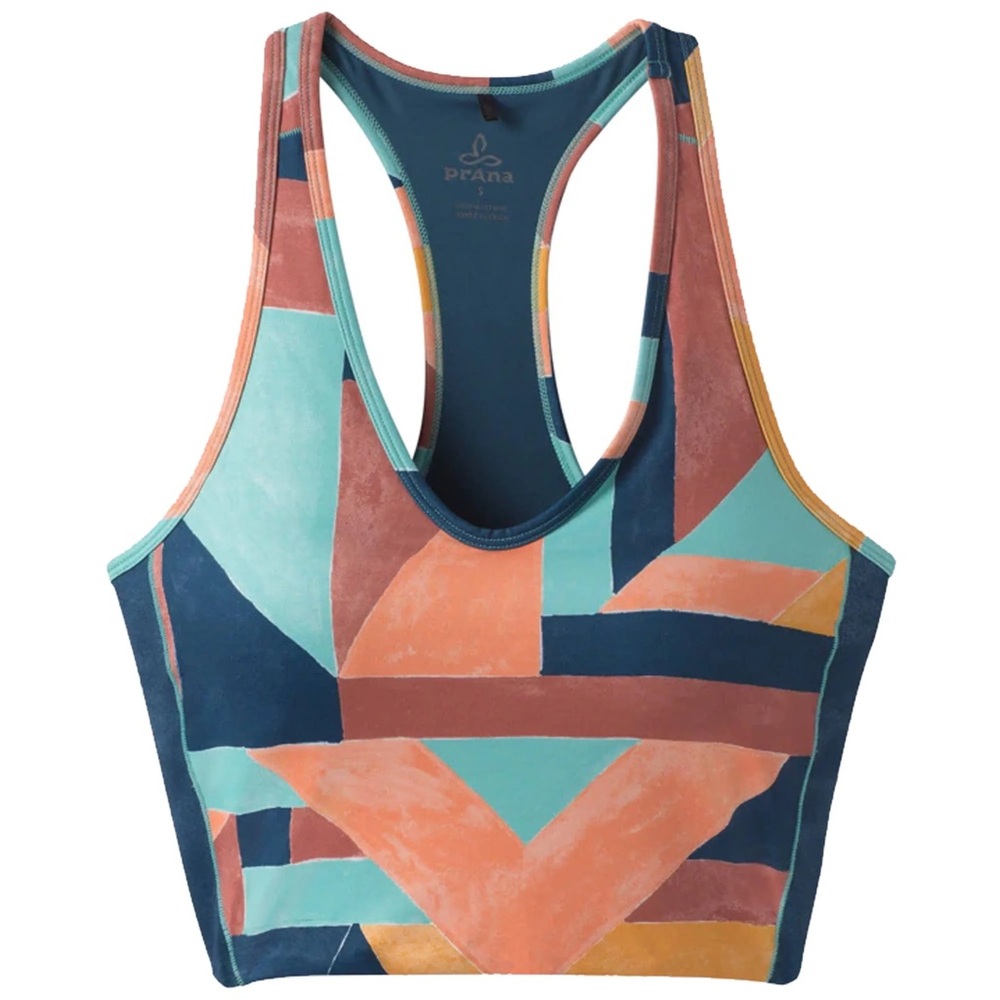 prAna Licidia Yoga Longline Bra Top, Size M Liquer and Seaglass